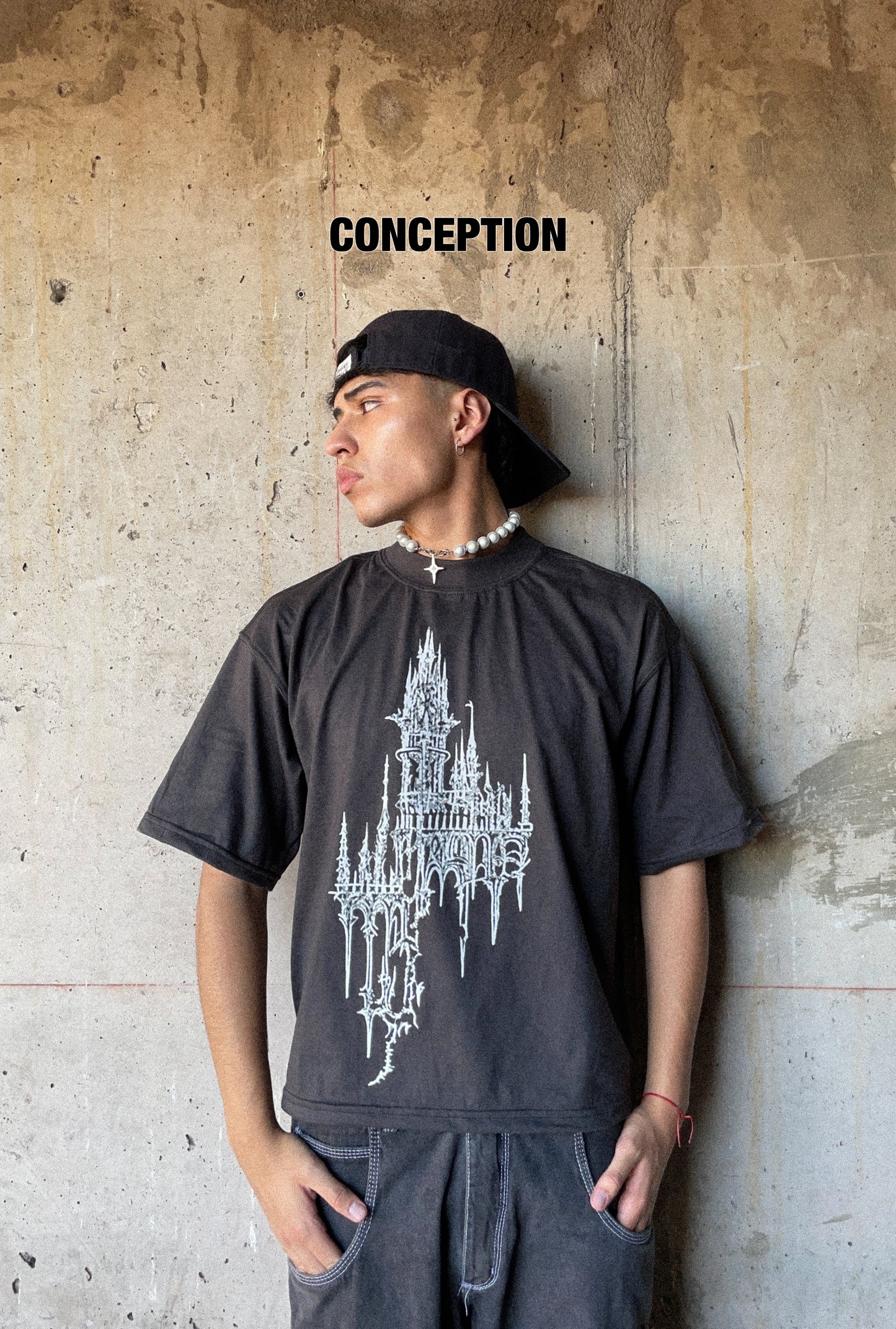 Tee Cathredark Dark grey Boxy fit