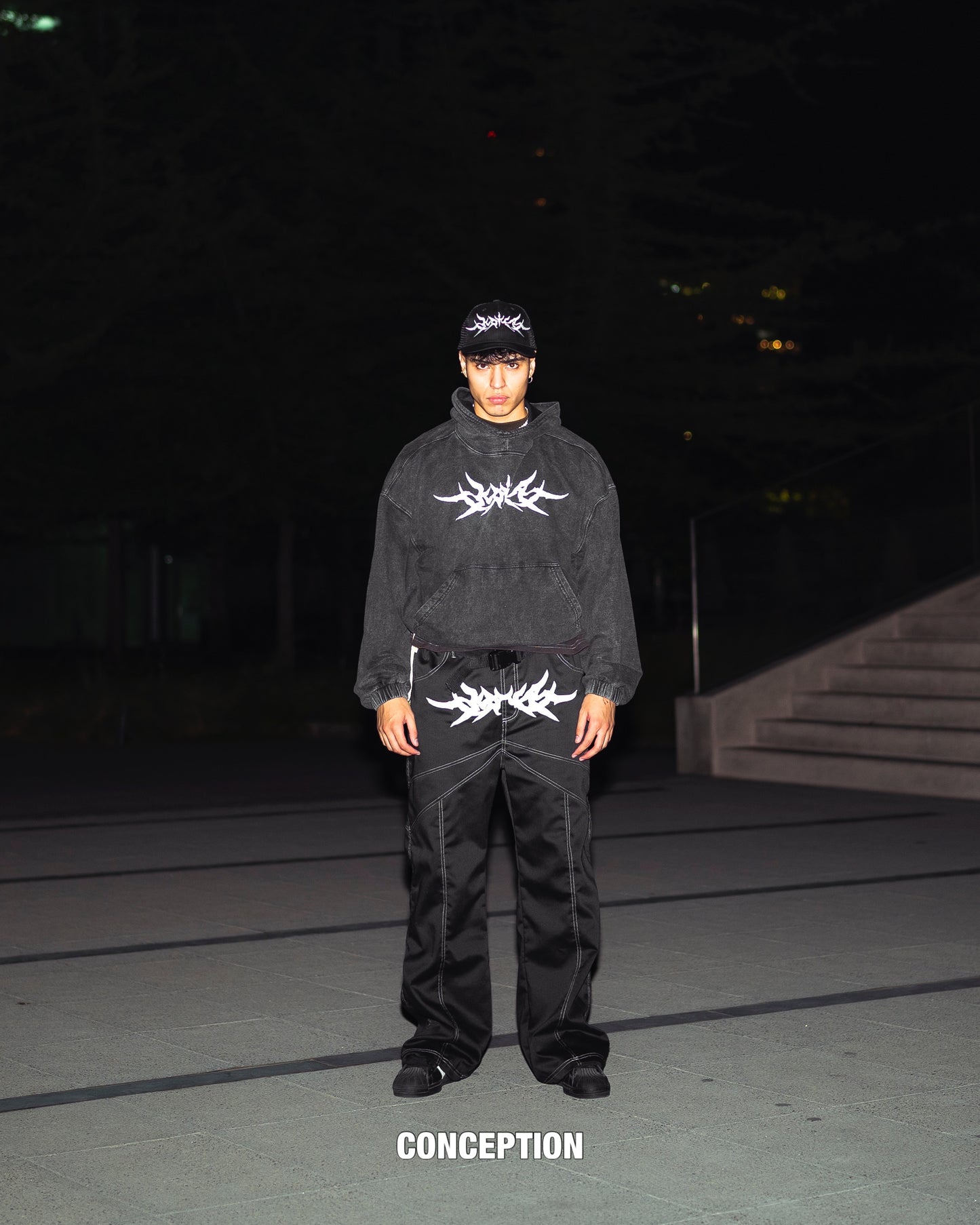 Hoodie sacred dark gray washed boxy fit