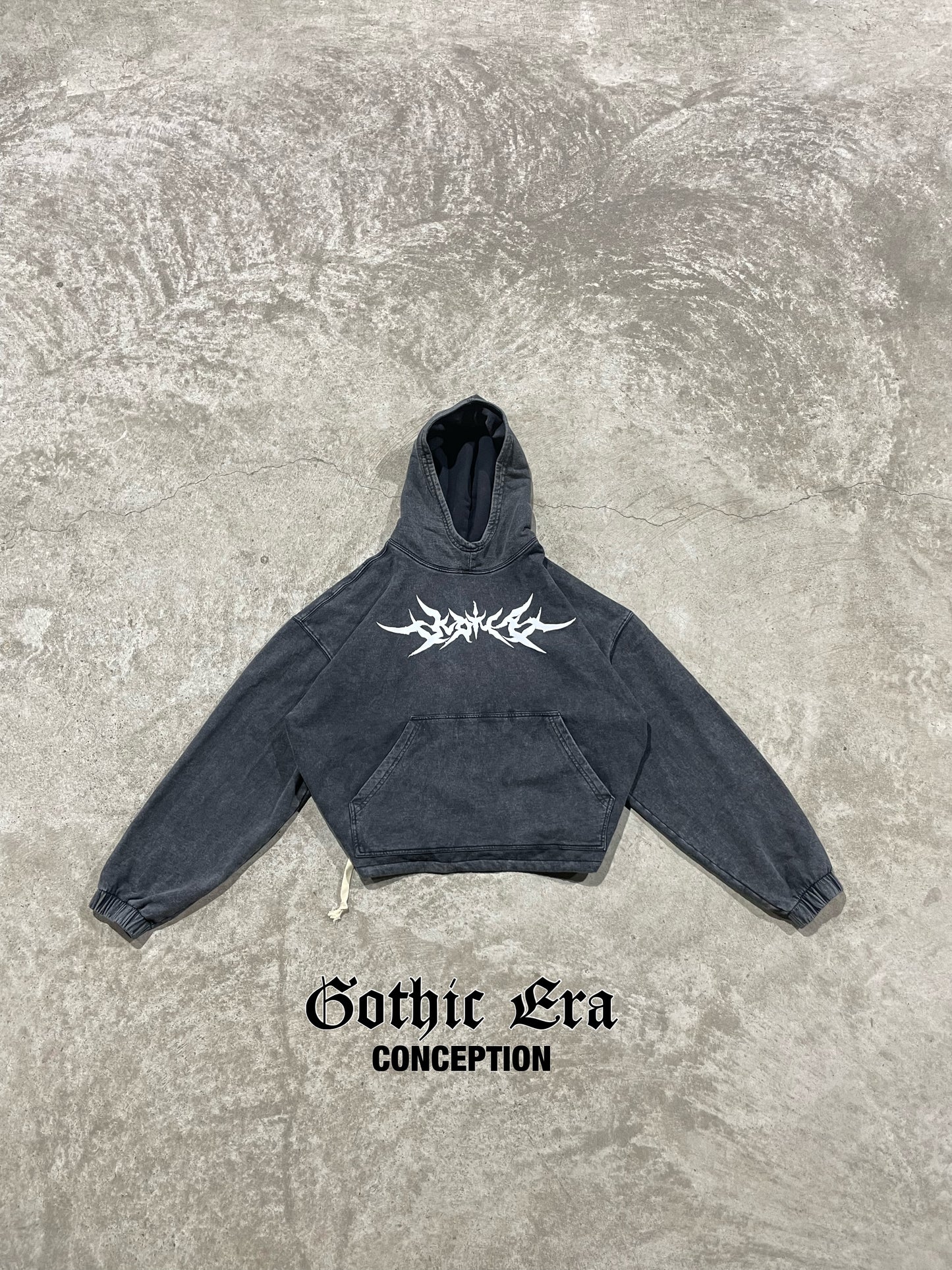 Hoodie sacred dark gray washed boxy fit